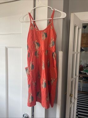 Sz 10 Spanish brand Nadadelazos Orange Sleeveless Casual Dress with Kangaroos